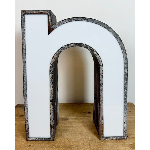 Brown Vintage Illuminated Advertising Letter N, 1960s For Sale - Image 8 of 15