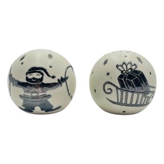 1980s Emilia Castillo Pure Silver & Porcelain Salt & Pepper Shakers, Mexican Modernism For Sale