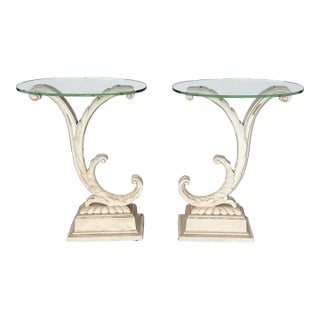 Pair of Acanthus Leaf Pedestal Tables For Sale
