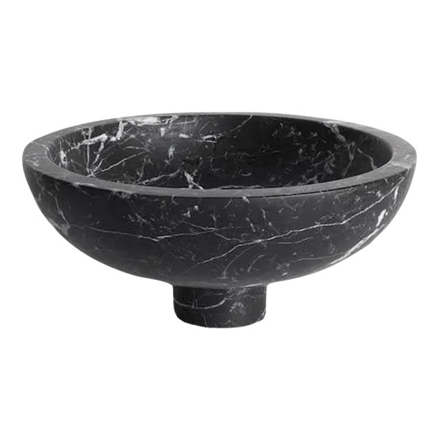 Fruit Bowl in Black Marble by Karen Chekerdjian, Made in Italy For Sale