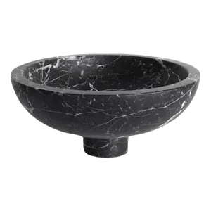 Fruit Bowl in Black Marble by Karen Chekerdjian, Made in Italy