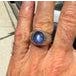 Contemporary Late 20th Century Platinum Blue Star Sapphire Ring, Size 5 For Sale - Image 3 of 3