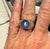 Contemporary Late 20th Century Platinum Blue Star Sapphire Ring, Size 5 For Sale - Image 3 of 3