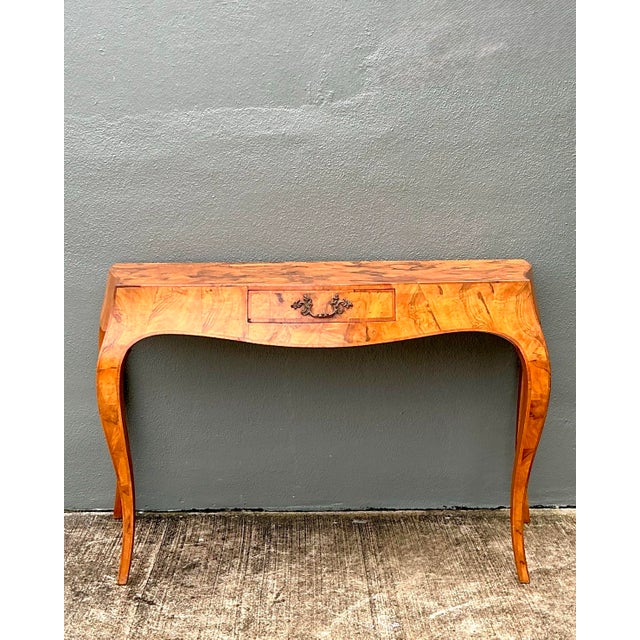 Vintage Italian Olive Burl Wood Writing Desk For Sale - Image 10 of 12