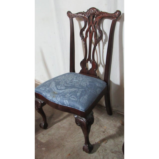 Wood 1980s Set Chippendale Mahogany Thomasville Dining Room Chairs For Sale - Image 7 of 9