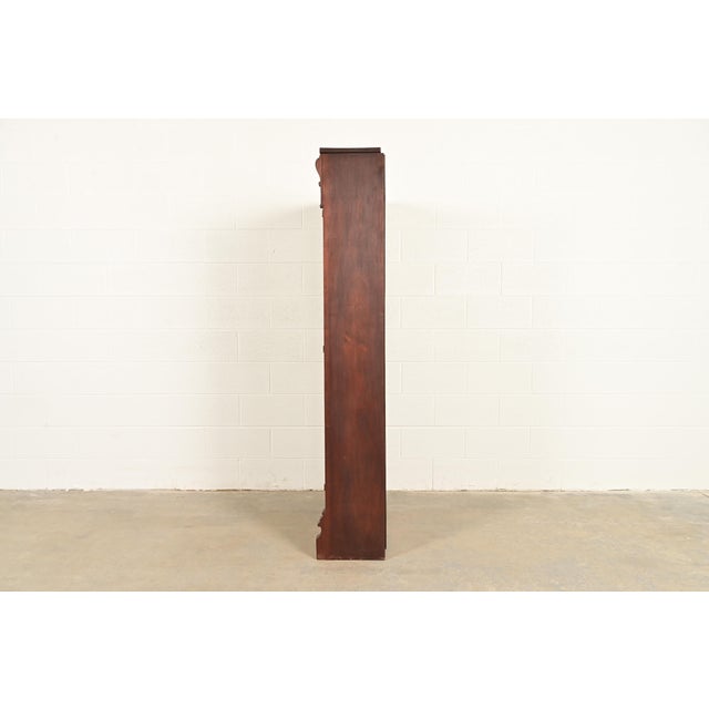 Antique American Empire Carved Walnut Bookcase Cabinet, Circa 1900 For Sale - Image 10 of 12
