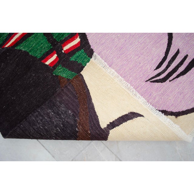 Hand Woven New Rug Kilim - Pablo Picasso Art Inspired - Contemporary Area Rug 3′8″ × 5′ For Sale - Image 16 of 17