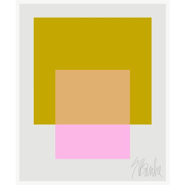 The Interaction of Spring Green and High Pink Fine Art Print 35" X 45" by Liz Roache For Sale