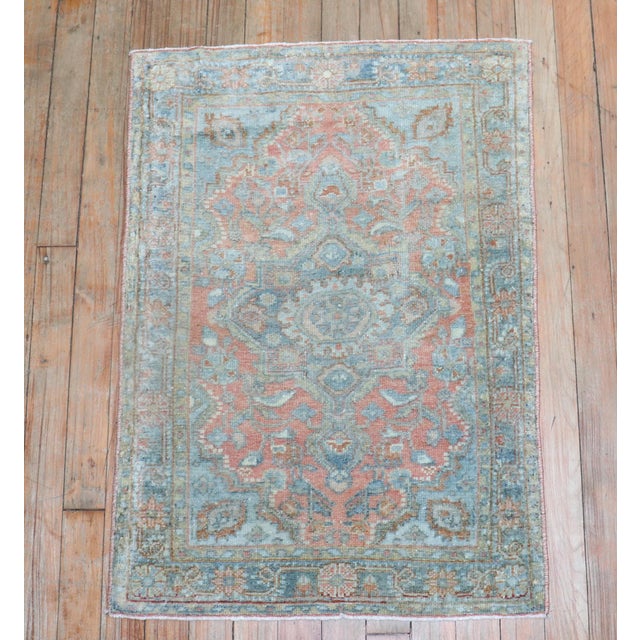 Antique Zabihi Collection Persian Sarouk Small Rug For Sale - Image 4 of 5