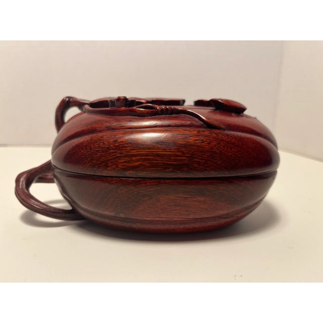 1960s 1960s Vintage Solid Red Wood Hand Carved Pumpkin Box For Sale - Image 5 of 9