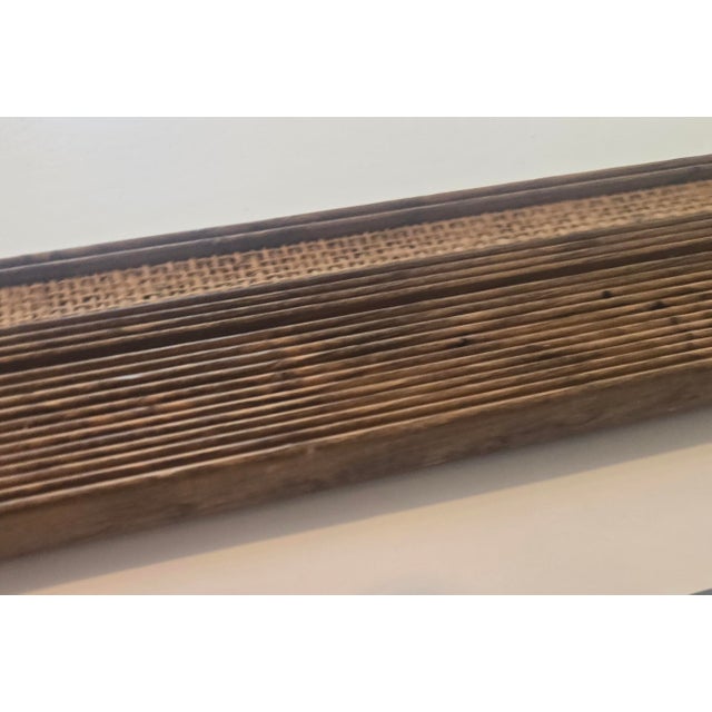Brown Primitive Wood and Burlap Trompe Picture Frame For Sale - Image 8 of 16