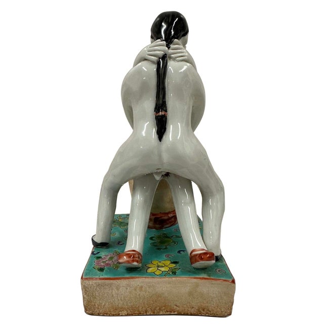 1920s Antique Chinese Erotic Porcelain Figurine (Spring Palace Paintings) For Sale - Image 5 of 12