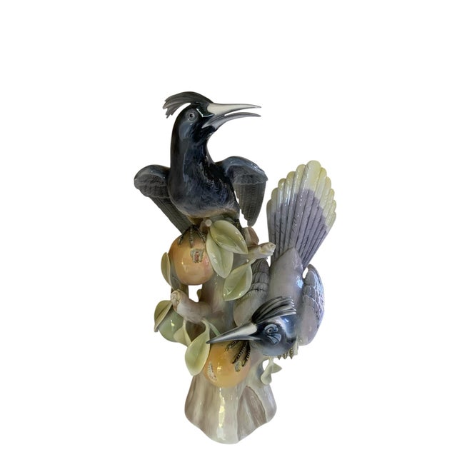 Realism Vintage Rare Vista Alegre Large 17" Porcelain Sculpture "Pica-Laranjas" Orange Peckers Figurine Portugal 1968-1971 For Sale - Image 3 of 7