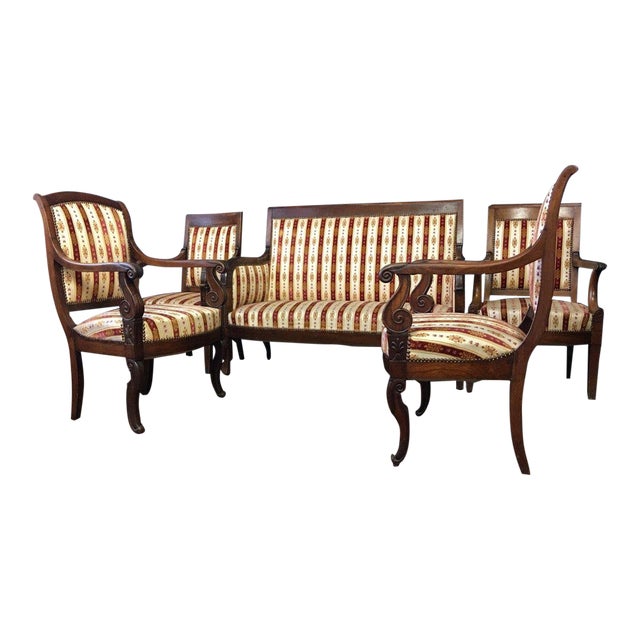 19th Century Vintage Empire Mahogany Salon - Set of 5 For Sale