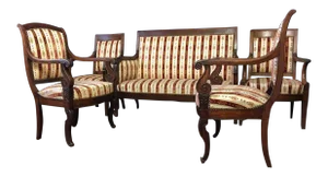 19th Century Vintage Empire Mahogany Salon - Set of 5