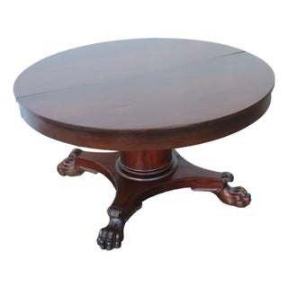 Late 1800s Carved Claw Feet Mahogany Large Dining Table 6642 For Sale