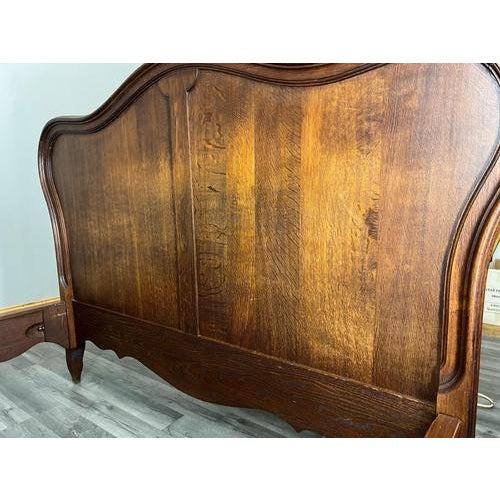 French Louis XVI Single Bed Frame in Oak with Carved Headboard For Sale - Image 10 of 13