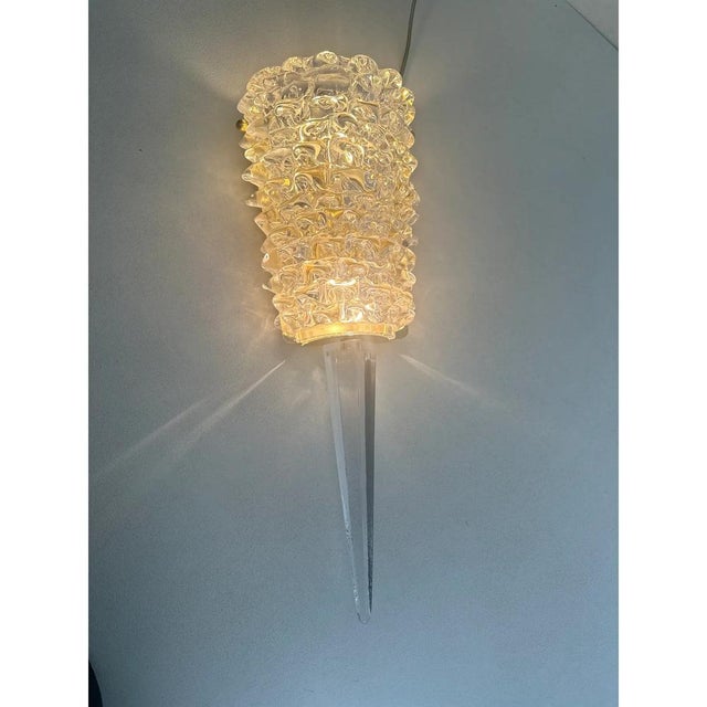 Handcrafted Clear Rostrato Murano Glass Wall Sconces by Simoeng, Set of 2 For Sale - Image 10 of 18