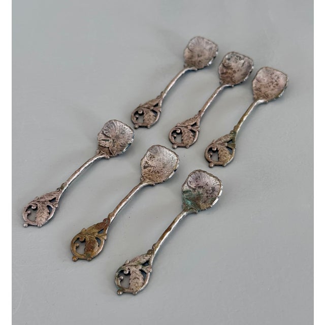 Metal 1920s Art Deco French A. E. Chanal Pewter Salt Cellars - Set of 6 For Sale - Image 7 of 8