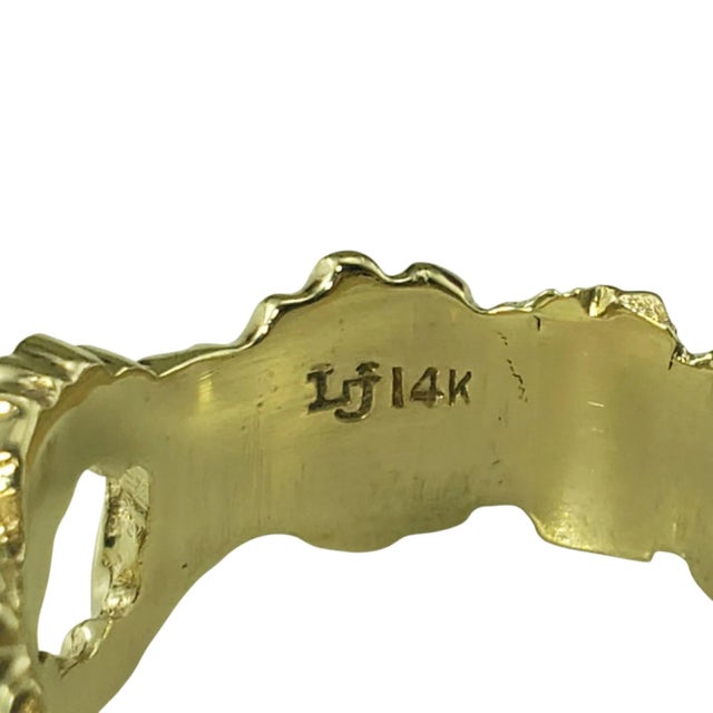 Metal Late 20th Century 10k Yellow and White Gold Diamond Band Ring, Size 7.5 For Sale - Image 7 of 8