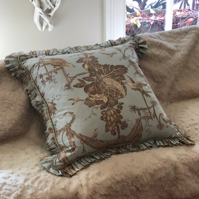 Early 21st Century Vintage Brunschwig & Fils Kininvie Toile Euro Pillow With Down Feather Insert For Sale - Image 5 of 12