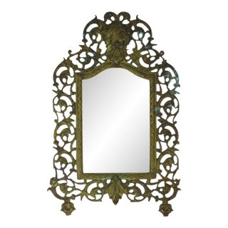 1900s Beveled Mirror Bacchus in Gilded Bronze Victorian Figural For Sale