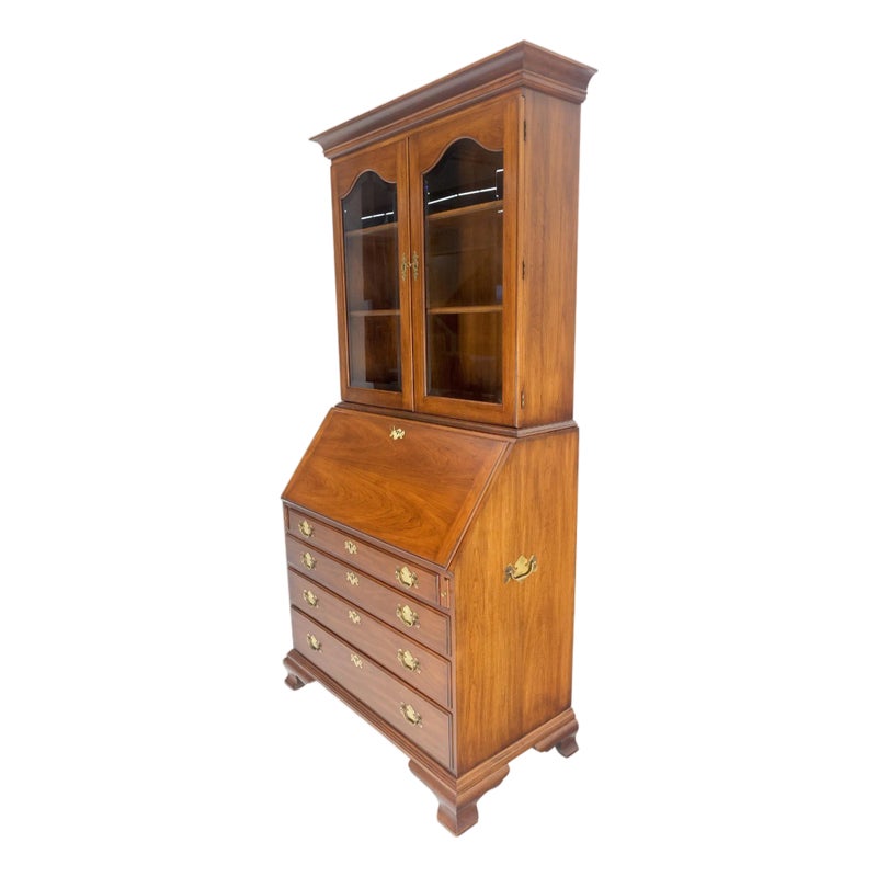 Henkel-harris 2 Part Solid Wild Black Cherry Secretary Drop Front Desk Bookcase