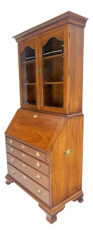 Henkel-Harris 2 Part Solid Wild Black Cherry Secretary Drop Front Desk Bookcase
