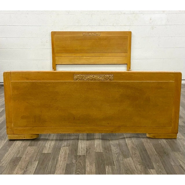 Vintage Thomasville Mid Century Blonde Art Deco Style Full Size Bed For Sale - Image 9 of 9