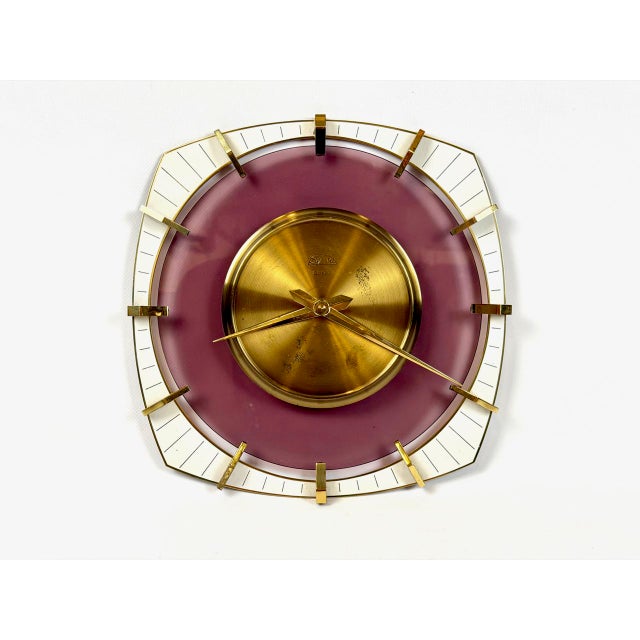 Mid-Century Modern Brass and Glass Wall Clock from Selva, 1980s For Sale - Image 11 of 11