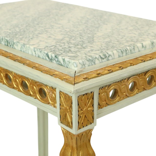 Antique Louis XVI Gilded Console Side Table in Green Marble, 1890s For Sale - Image 3 of 18