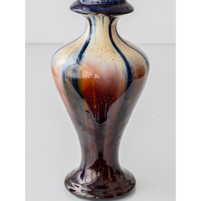 Belgian Art Deco Flambé Glaze Ceramic Table Lamps, 1920s, Set of 2 For Sale - Image 4 of 18