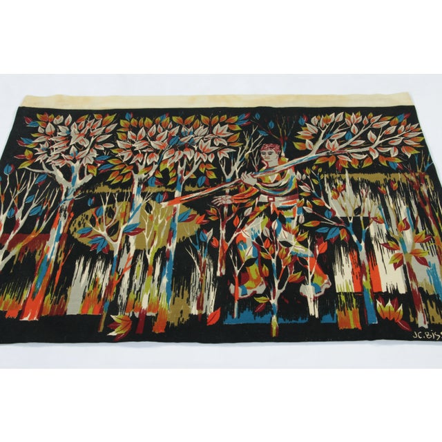 This 4x5 vintage pictorial tapestry is a rare and special new curation from Rug & Kilim—a signed mid-century original by...