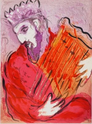 Marc Chagall, The Bible, The King with the Harp, Original Lithograph