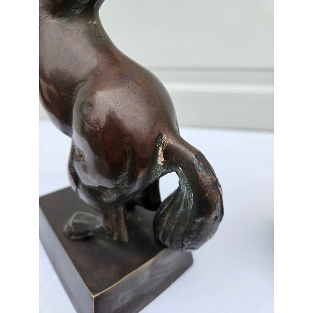 Vintage Bronze Rearing Horse Sculptures or Bookends For Sale - Image 14 of 15
