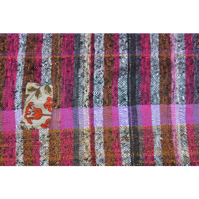 Vintage Turkish Hand-Knotted Wool Cotton Purple Kilim Runner Rug For Sale - Image 6 of 10