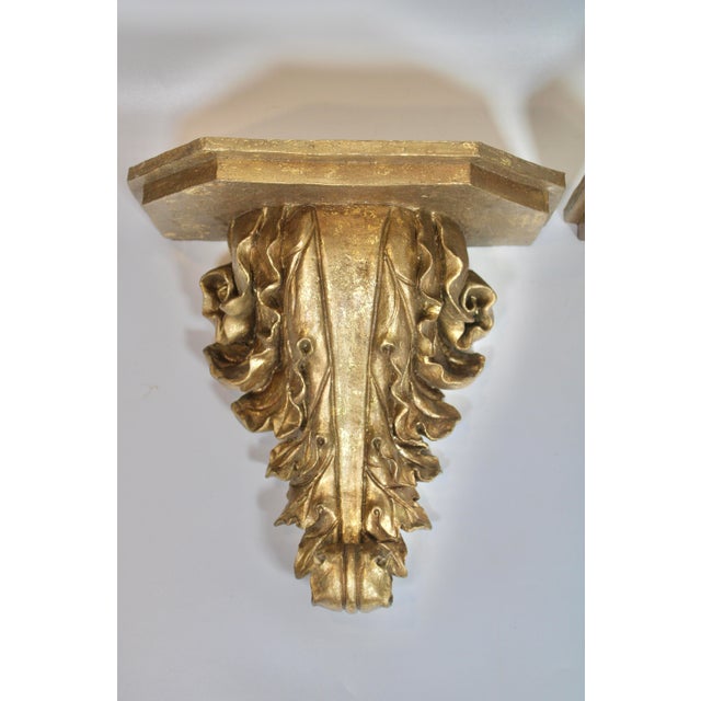 Traditional Large Golden Gilt Resin Acanthus Leaf Wall Shelves For Sale - Image 3 of 9