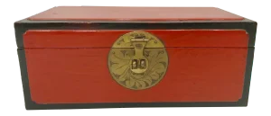 Antique Red & Black Lacquered Chinoiserie Chest