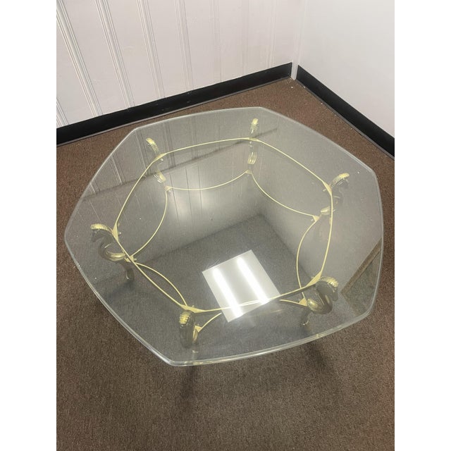 1970s Italian MCM Brass & Glass Seahorse Coffee Table For Sale In Kansas City - Image 6 of 11