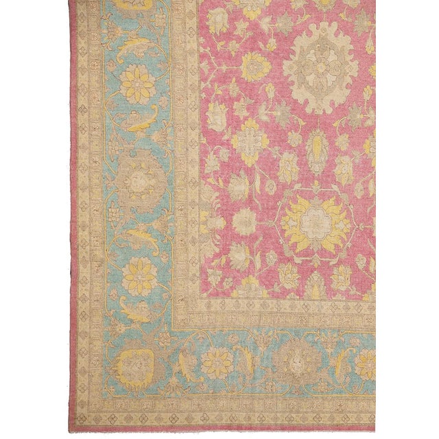 12x18 Fine Hand-Knotted Afghan Sultanabad Ziegler Rug in Hot Pink & Blue For Sale In Los Angeles - Image 6 of 10