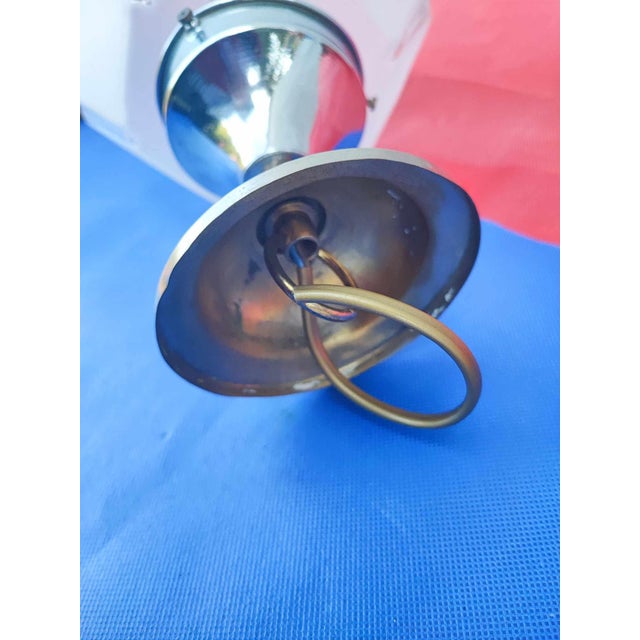 Vintage Brass Nickel-Plated Ceiling Lamp, 1920s For Sale - Image 3 of 7