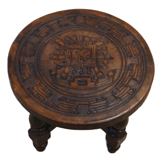 1960s Angel Pazmino Style Tooled Leather Side Table For Sale