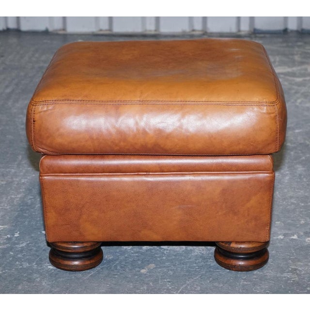 Tan Leather Cordoba Ottoman by John Lewis for Tetrad For Sale - Image 3 of 9