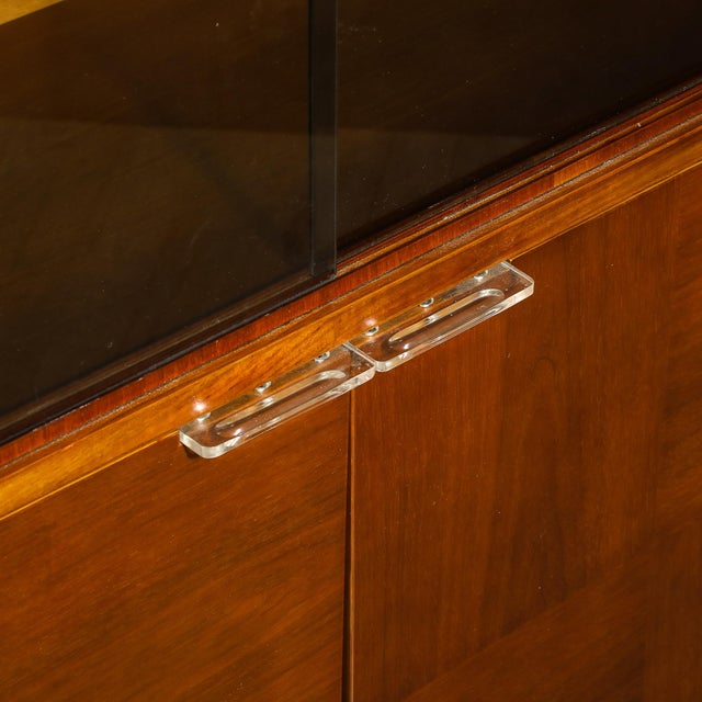Art Deco Walnut Cabinet With Lucite Pulls & Glass Front by Gilbert Rohde For Sale - Image 16 of 17