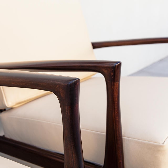 Champagne 1960s Restored Ib Kofod-Larsen for Selig Danish Modern Sculptural "Blade" Lounge Chairs in Leather For Sale - Image 8 of 18
