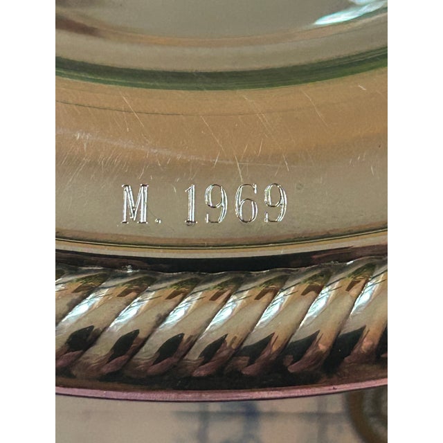 Vintage Wm Rogers Silver Plate Pedestal Dish With Gadroon Trim For Sale - Image 9 of 10