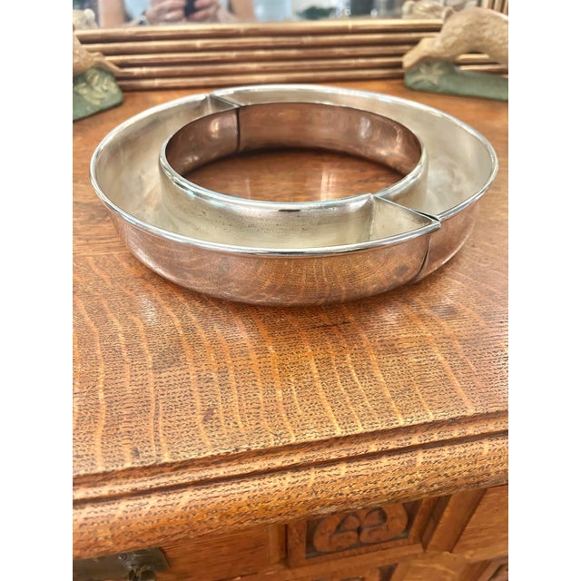 This 1959 German Modernist silverplate floral centerpiece ring is by Eugen Ferner of Schwäbisch Gmünd, Germany. Crafted in...