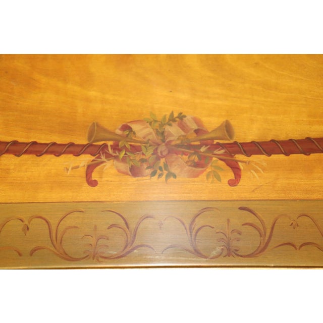 Paint Decorated Adams Satinwood Demilune Console Tables Circa 1900 - A Pair For Sale - Image 4 of 13
