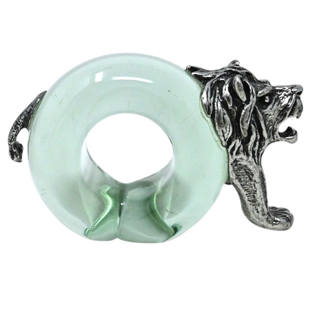 1990s Vintage Makoulpa Safari Napkin Rings Set of 6 | Recycled Ngwenya Glass & Pewter African Wildlife Animals | Sustainable Ethical Nature Gift For Sale - Image 5 of 17