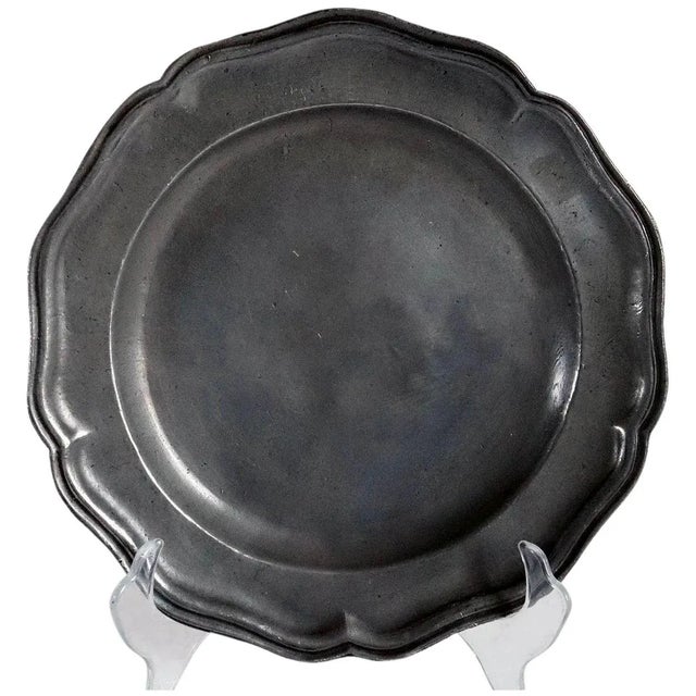 19th Century Continental Pewter Wavy Edge Multi-reed Plate For Sale - Image 5 of 5